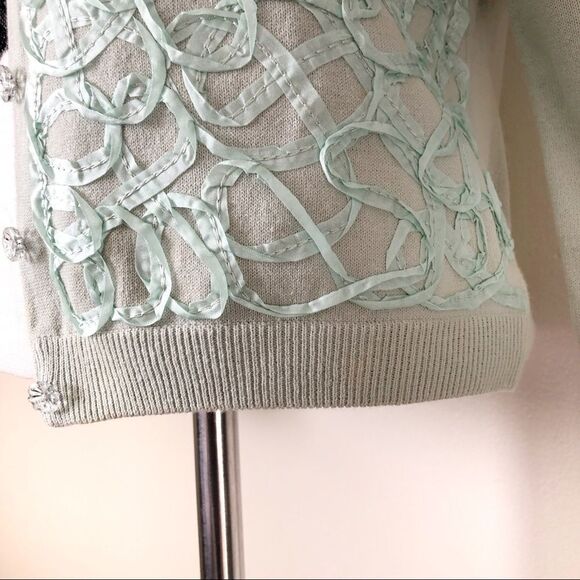 Anthropologie HWR Mint Green Ribbon Cardigan - Picture 5 of 7